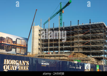 Die Baustelle des Horgan's Quay in Cork City, Irland, von Clarendon und BAM wird seit November 2019 gebaut. Stockfoto