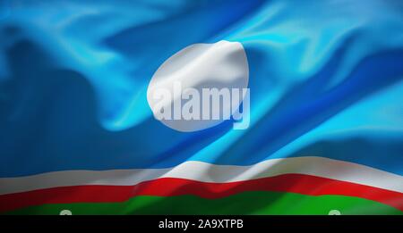 Offizielle Flagge der Republik Sacha, Russland. Stockfoto