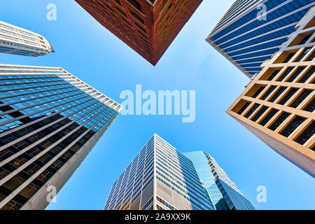 Blick auf Wolkenkratzer New York City Financial District Stockfoto