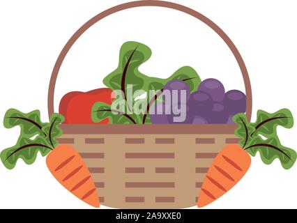 Warenkorb Stroh mit Obst und Gemüse Stock Vektor