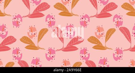 Vintage fallen Vektor nahtlose Hintergrund, rote Beere und geometrische Form auf rosa Hintergrund. Herbst Design, Herbst, Blumen-, Vektor nahtlose Muster mit Berry und Anlage. Florales Dekor. Stock Vektor