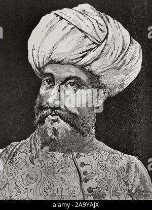 Hayreddin Barbarossa (C. 1478-1546). Osmanischer Admiral. Gravur. Museo Militar, 1883. Stockfoto