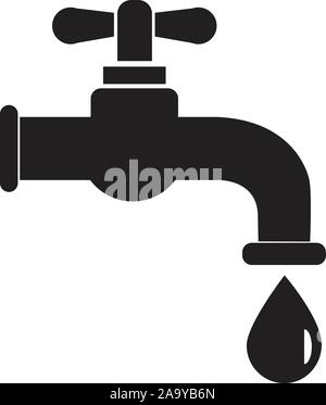 Tropfen mit Drop Symbol auf weißem Hintergrund tippen. Flat Style. Wasser, tippen Sie auf das Symbol für Ihre Web site Design, Logo, App, UI. Symbol tippen. Wasserhahn mit Dro Stock Vektor