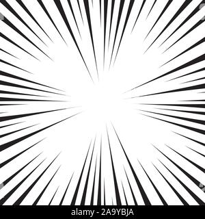 Motion Linien Hintergrund für Comics. Manga speed Frame, superhero Action, Explosionen, Sonnenschein Hintergrund. Schwarze und weiße Vector Illustration Stock Vektor