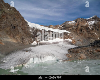 Die Fellaria Gletscher der Rhätischen Alpen von Valmalenco Italien Stockfoto