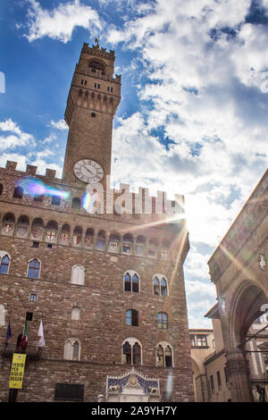 Der alte Palast (Palazzo Vecchio oder Palazzo della Signoria), Florenz Stockfoto
