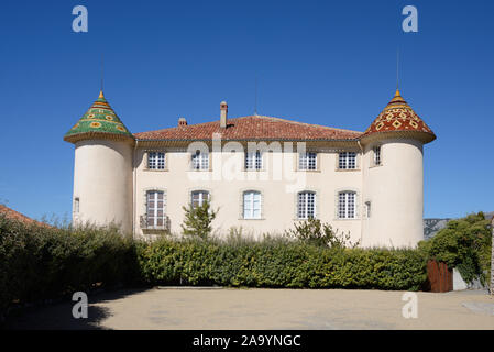 Südfassade des Château d'Aiguines oder Aiguines Chateau, 1606 restauriert, Aiguines Var Prtovence Frankreich Stockfoto