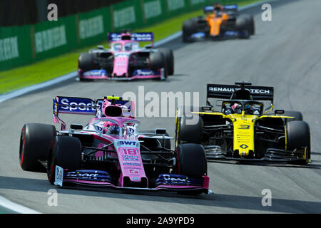 Sao Paulo, Brasilien. 17. November 2019; Autodromo Jose Carlos Pace, Sao Paulo, Brasilien; Formel 1 Brasilien Grand Prix Rennen Tag; Lance Spazieren (CDN) Racing Point F1 Team RP19-redaktionelle Verwendung Credit: Aktion Plus Sport Bilder/Alamy leben Nachrichten Stockfoto