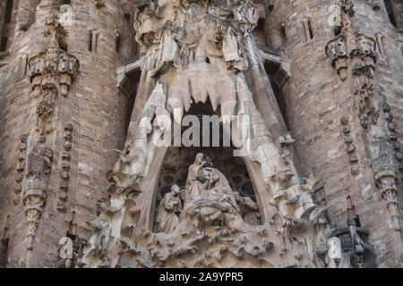 Barcelona, Spaino, Mai. 05. 2009: Bau der Sagrada Familia Kirche. Stockfoto