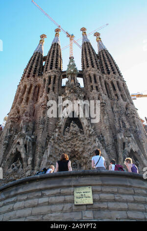 Barcelona, Spaino, Mai. 05. 2009: Bau der Sagrada Familia Kirche. Stockfoto