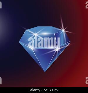 Blue Diamond auf dunklem Hintergrund, Vektor Edelstein design Stock Vektor