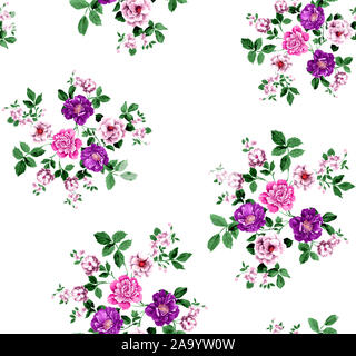 Bunte nahtlose floralen Muster gezeichnet dekorative Blumen Muster. Design für Wohnkultur, Stoff, Teppich, die Umhüllung auf weißem Hintergrund. Stockfoto