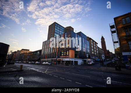 EasyHotel Glasgow City Centre. Auf der Hill Street in der schottischen Stadt bietet Ihnen günstige Unterkunft. Stockfoto