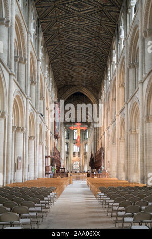 Innenraum der Kathedrale von Peterborough, Cambridgeshire, Großbritannien Stockfoto