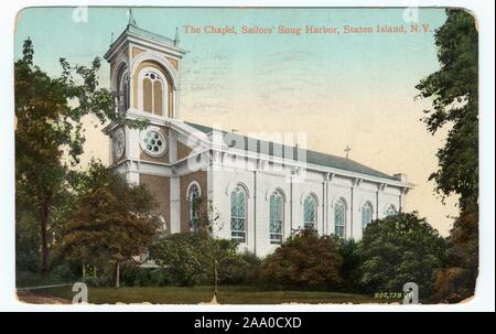 Postkarte von der Kapelle der Seeleute Snug Harbor in Staten Island, New York City, von Valentine und Söhne, 1909 veröffentlicht. Von der New York Public Library. () Stockfoto