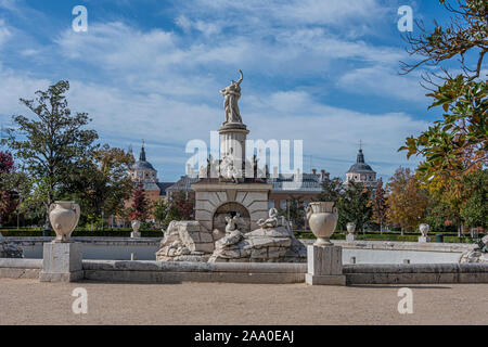 Quelle des Herkules und Anteo in den Gärten von Aranjuez. Gemeinschaft von Madrid Spanien Stockfoto