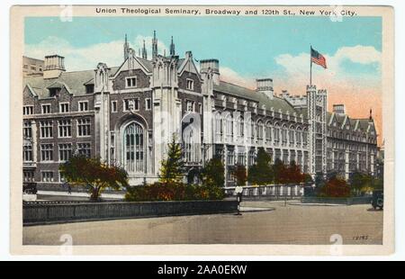 Postkarte des Union Theological Seminary am Broadway und 120 Street, New York City, die von H. W, 1925 veröffentlicht. Haberman. Von der New York Public Library. () Stockfoto