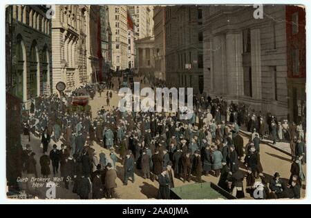 Illustrierte Postkarte von bordsteinkanten Broker in einem langen Wall Street, New York City, erstellt und von der Leighton und Valentine Co, 1911 veröffentlicht. Von der New York Public Library. () Stockfoto