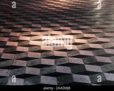 Perspektivische Ansicht der optischen Illusion Dreidimensionale Bodenfliesen Stockfoto