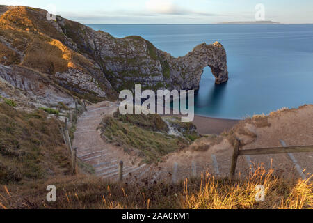 Weg hinab zum Durdle Door, Dorset Coast. Stockfoto