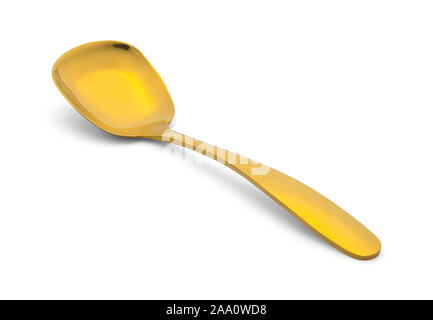 Neue Gold Löffel isoliert auf weißem Hintergrund. Stockfoto