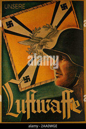 Ein zweiter Weltkrieg recruiting Poster für die Luftwaffe, der Luftkrieg Zweig der kombinierten Deutschen Wehrmacht Streitkräfte. Stockfoto