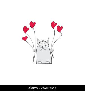 Cute Kitten wünscht ein frohes Urlaub-Vector Illustration Stock Vektor