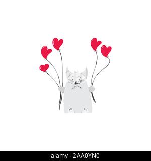Cute Kitten wünscht ein frohes Urlaub-Vector Illustration Stock Vektor