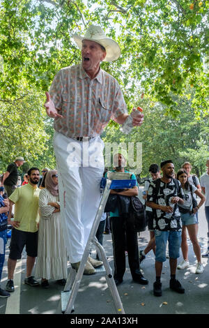 American, christliche Evangelisten Predigt an der Speakers' Corner, Hyde Park, London, UK Stockfoto