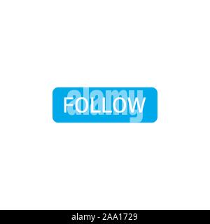 Blaue Taste folgen. Isolierte flache Vector Illustration. Social Media element Design. Werbung Konzept. Stock Vektor