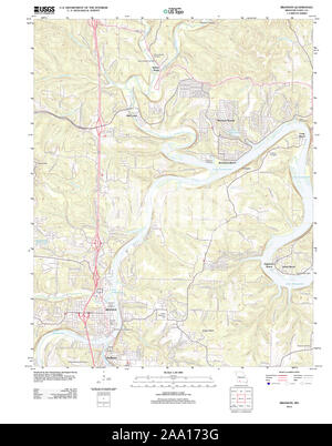 USGS TOPO Karte Missouri Branson MO 20120105 TM Wiederherstellung Stockfoto