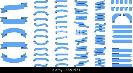 Band oder Banner Vektor einrichten. Flache vektor Bänder Banner isoliert Hintergrund. Farbband blau gefärbt. Setzen Sie Bänder oder Banner. Vector Illustration Stock Vektor
