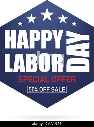 Tag der Arbeit. Poster happy Tag der Arbeit. Angebot Verkauf. Usa Feier. Vector Illustration Stock Vektor