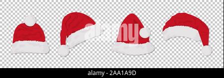 Santa Hüte rot gefärbt. Winter cap. Vektor Stock Vektor