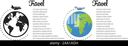 Tourismus Karte Konzept. Reisen, tolles Design für irgendwelche Zwecke. Travel Concept Hintergrund. Globus Erde vektor design Vorlage. Flugzeug weg. Infografik d Stock Vektor