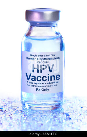 Kleine Droge Durchstechflasche mit HPV-Impfstoff Stockfoto