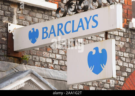 Barclays Bank Geschäft Zeichen in Dorchester, Dorset, Großbritannien. Foto: Graham Jagd-/Alamy Stockfoto