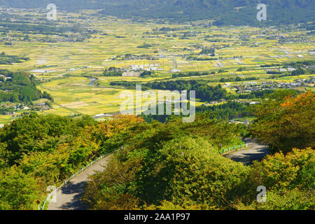 Minamiaso Dorf aus Tawara Yama Observatorium Stockfoto