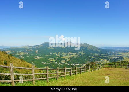 Mt. Aso von tawara Yama Observatorium Stockfoto