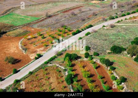 Luftaufnahme der ländlichen Landschaft in Peloponnes, Griechenland. Stockfoto