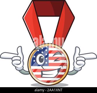 Maskottchen usa Medaille im Charakter wink Stock Vektor