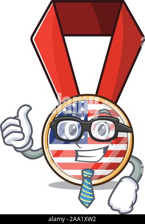 Maskottchen usa Medaille im Charakter Geschäftsmann Stock Vektor