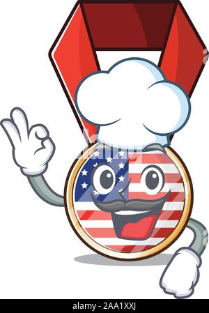 Maskottchen usa Medaille im Charakter Chef Stock Vektor