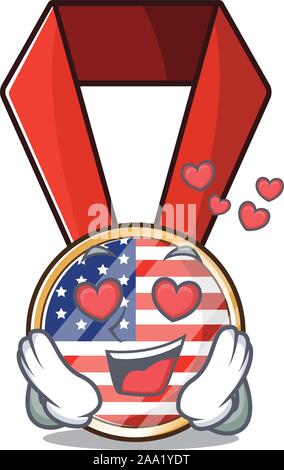 Charakter usa Medaille auf der in der Liebe isoliert Stock Vektor