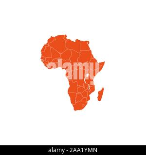 Afrika Karte mit Ländergrenzen, Vector Illustration. Stock Vektor