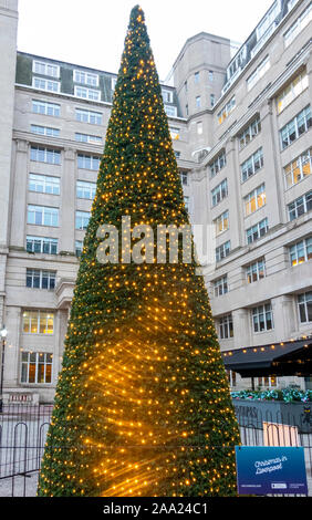 Beleuchtete Weihnachtsbaum in der Nähe von Town Hall in Liverpool Stockfoto