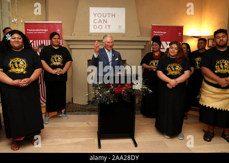 Der Prinz von Wales macht eine Rede, wie er ein Prinz ist Vertrauen Rezeption Mantells, Mt Eden, Auckland, am dritten Tag der königlichen Besuch in Neuseeland besucht. PA-Foto. Bild Datum: Dienstag, November 19, 2019. Siehe PA Geschichte ROYAL Charles. Photo Credit: Chris Jackson/PA-Kabel Stockfoto