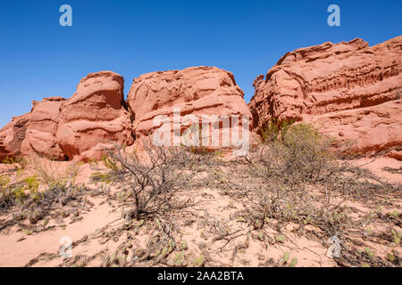 Los Colorados Bereich in der Quebrada de las Conchas, Cafayate, Argentinien Stockfoto