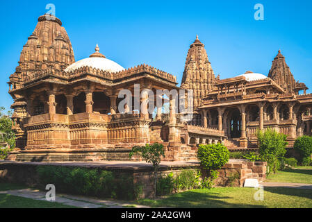 Tempel in Mandore Garten in der Nähe von Blue City, Jodhpur, Indien Stockfoto