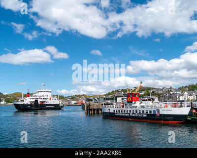 Caledonian MacBrayne Fähren am Oban Ferry Terminal, Argyll und Bute, Schottland, Großbritannien Stockfoto